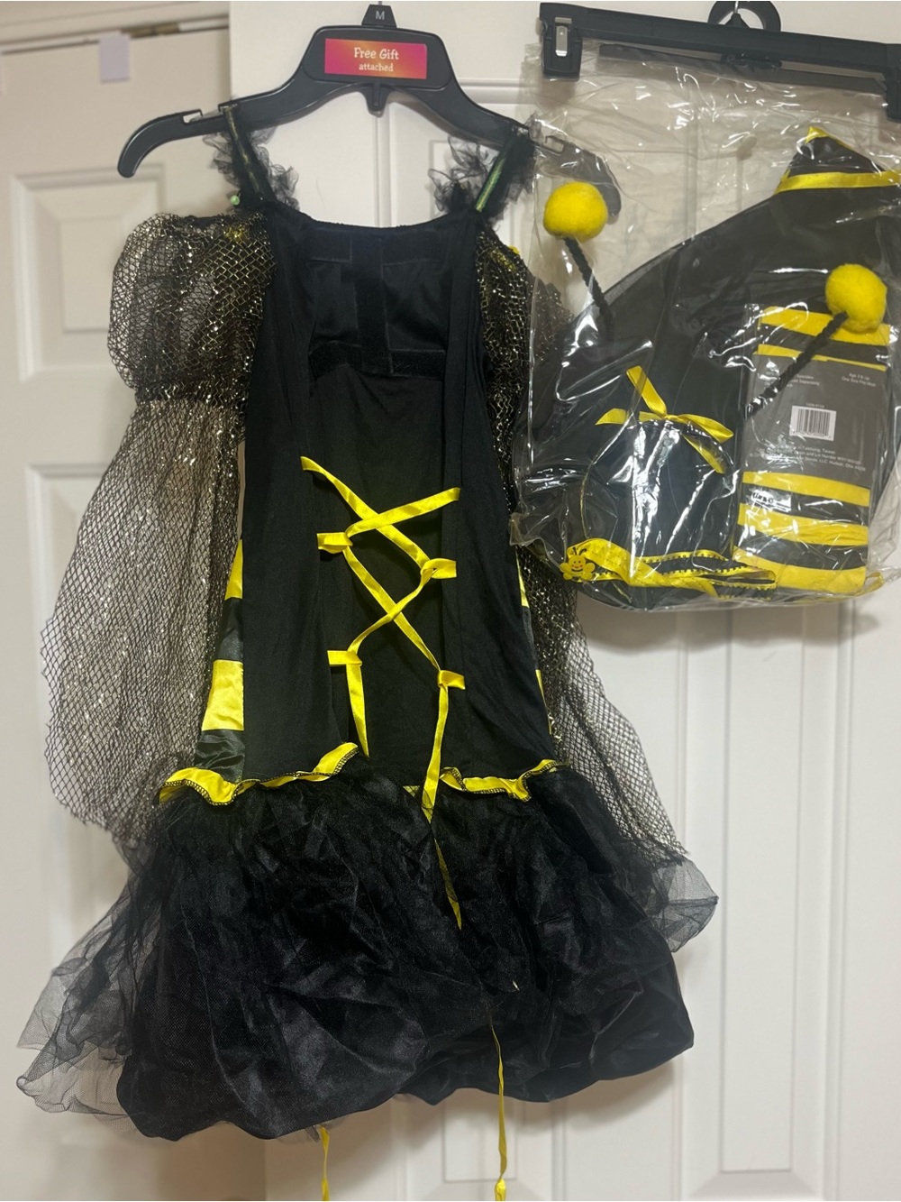 Girls Bumble Bee Costume with Accessories and wings- by Rubies- size large